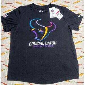 Nike Woman’s Houston Texans Crucial Catch Cancer Shirt NWT Large 0015
